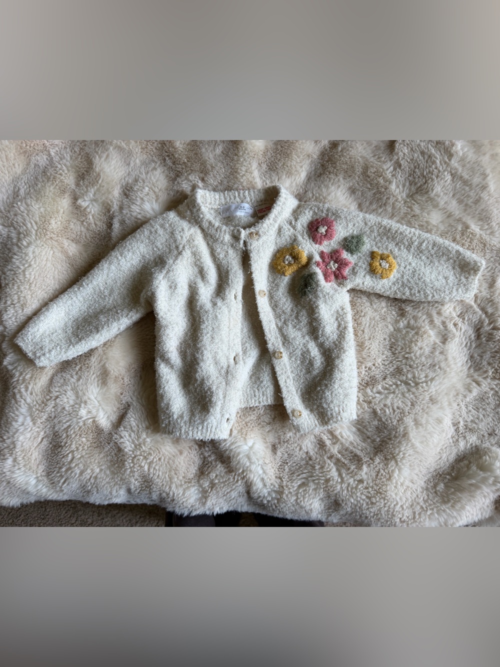 6-9 M Cozy Cream Flower Kids Cardigan